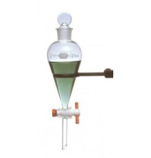 Воронка делительная грушевидная Kimble 125 мл, без градуировки, PTFE кран, автоклавируемая, с пробкой, стекло (Артикул 29048T-125)